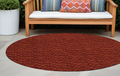 8' Round Burgundy Round Geometric Washable Non Skid Indoor Outdoor Area Rug