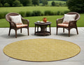 8' Round Gold Round Geometric Washable Non Skid Indoor Outdoor Area Rug