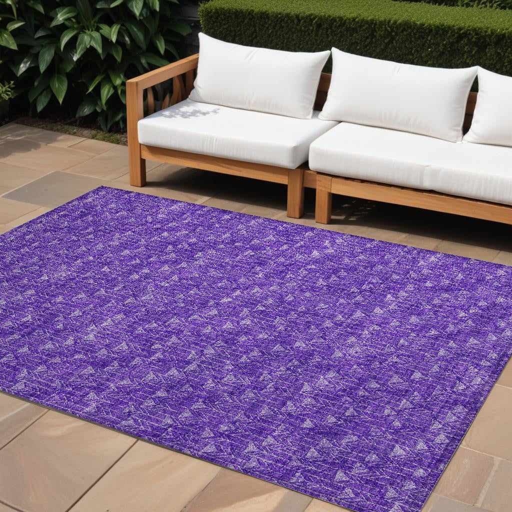 8' X 10' Purple Geometric Washable Non Skid Indoor Outdoor Area Rug