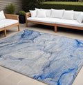 10' X 14' Navy Blue Abstract Washable Non Skid Indoor Outdoor Area Rug