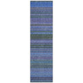 8' Runner Blue And Green Striped Washable Non Skid Indoor Outdoor Runner Rug