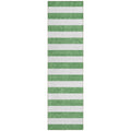 8' Runner Green And White Striped Washable Non Skid Indoor Outdoor Runner Rug