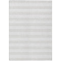 5' X 8' Ivory Striped Washable Non Skid Indoor Outdoor Area Rug