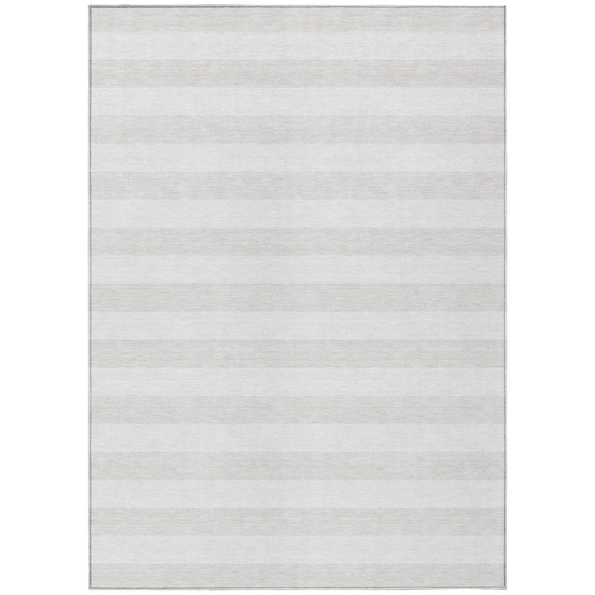 9' X 12' Ivory Striped Washable Non Skid Indoor Outdoor Area Rug