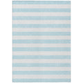 10' X 14' Sky Blue Striped Washable Non Skid Indoor Outdoor Area Rug
