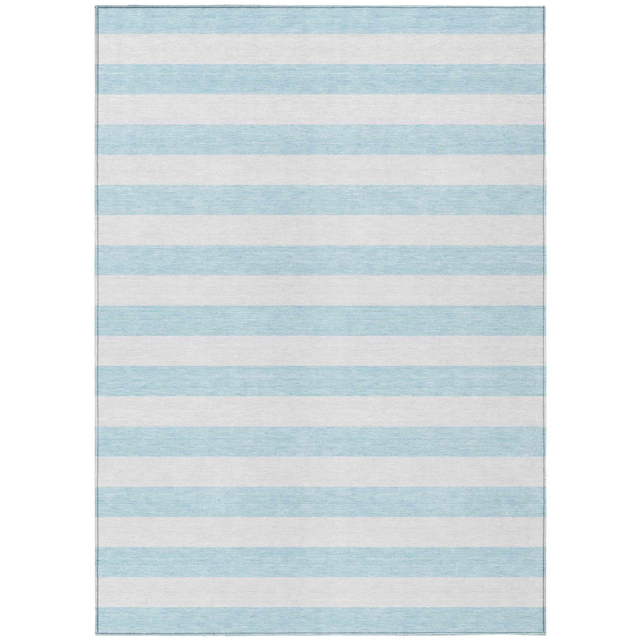 10' X 14' Sky Blue Striped Washable Non Skid Indoor Outdoor Area Rug