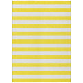 10' X 14' Yellow And White Striped Washable Non Skid Indoor Outdoor Area Rug