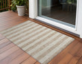 3' X 5' Beige Striped Washable Non Skid Indoor Outdoor Area Rug