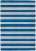 10' X 14' Blue And Ivory Striped Washable Non Skid Indoor Outdoor Area Rug