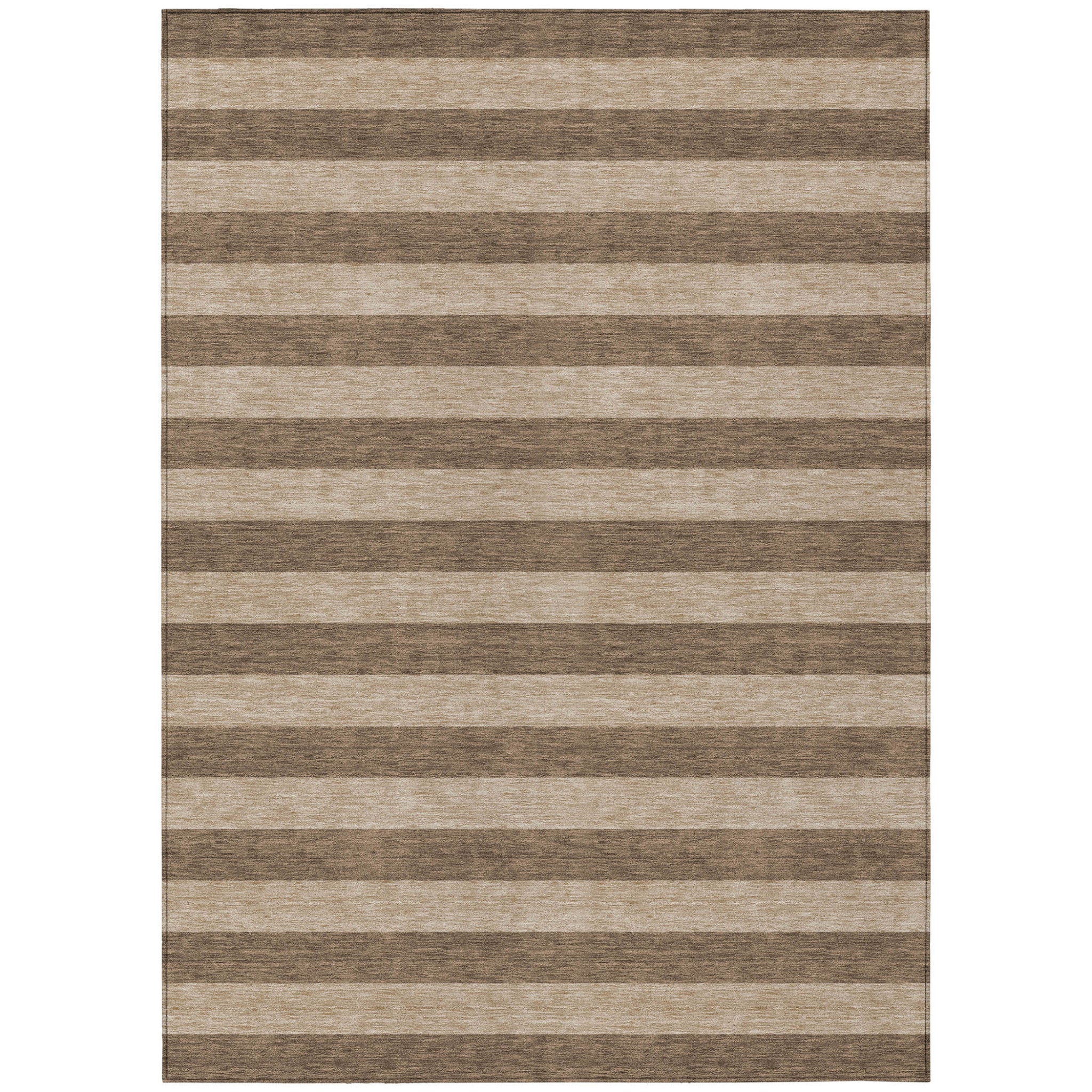 5' X 8' Coffee Striped Washable Non Skid Indoor Outdoor Area Rug