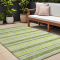 10' X 14' Green And Yellow Striped Washable Non Skid Indoor Outdoor Area Rug