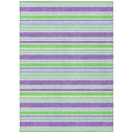 8' X 10' Lime Green Striped Washable Non Skid Indoor Outdoor Area Rug