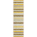 8' Runner Brown And Orange Striped Washable Non Skid Indoor Outdoor Runner Rug