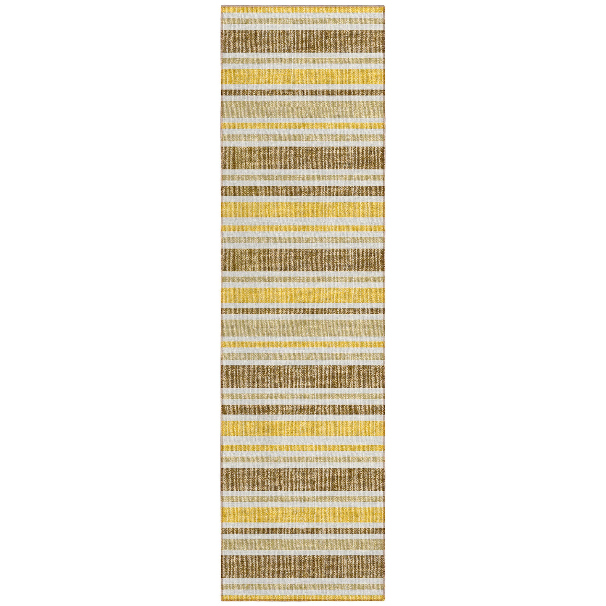 8' Runner Brown And Orange Striped Washable Non Skid Indoor Outdoor Runner Rug
