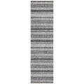 8' Runner Black Silver And Gray Striped Washable Non Skid Indoor Outdoor Runner Rug
