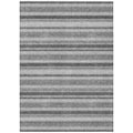 8' X 10' Black Silver And Gray Striped Washable Non Skid Indoor Outdoor Area Rug