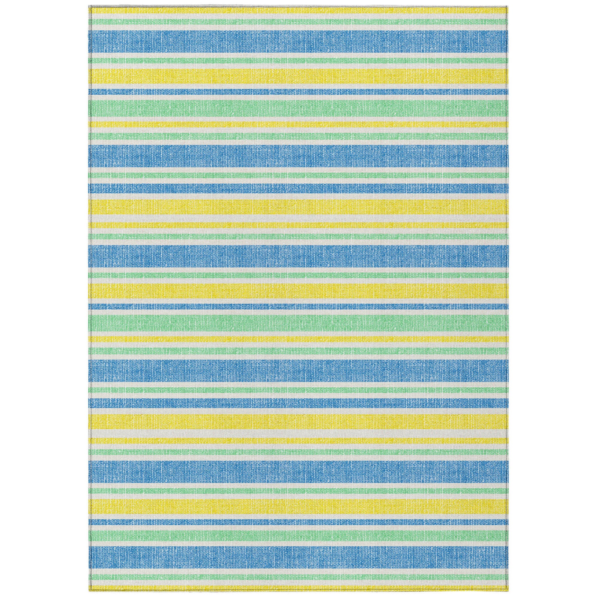 8' X 10' Yellow Striped Washable Non Skid Indoor Outdoor Area Rug