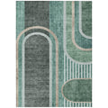 9' X 12' Black And Green Abstract Washable Non Skid Indoor Outdoor Area Rug
