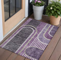 2' X 3' Purple And Black Abstract Washable Non Skid Indoor Outdoor Area Rug