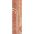 8' Runner Salmon Abstract Washable Non Skid Indoor Outdoor Runner Rug