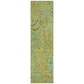 8' Runner Artichoke Green Paisley Washable Non Skid Indoor Outdoor Runner Rug