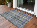2' X 3' Green Plaid Washable Non Skid Indoor Outdoor Area Rug
