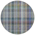 8' Round Green Round Plaid Washable Non Skid Indoor Outdoor Area Rug