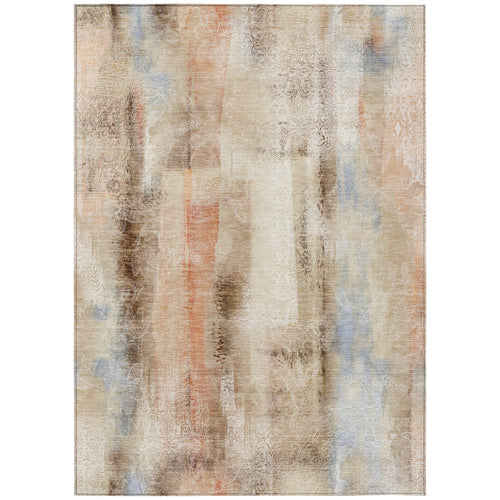 10' X 14' Beige And Brown Washable Non Skid Indoor Outdoor Area Rug
