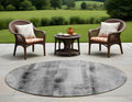 8' Round Gray Round Washable Non Skid Indoor Outdoor Area Rug