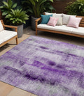 8' X 10' Purple Washable Non Skid Indoor Outdoor Area Rug