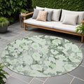 8' Round Artichoke Green Round Floral Washable Non Skid Indoor Outdoor Area Rug