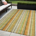 5' X 8' Tan Orange And Green Striped Washable Non Skid Indoor Outdoor Area Rug