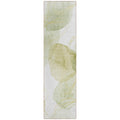 8' Runner Green And Ivory Abstract Washable Non Skid Indoor Outdoor Runner Rug