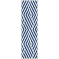 8' Runner Navy And White Geometric Washable Non Skid Indoor Outdoor Runner Rug