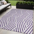 5' X 8' Purple And White Geometric Washable Non Skid Indoor Outdoor Area Rug