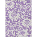 10' X 14' Purple And Ivory Floral Washable Non Skid Indoor Outdoor Area Rug