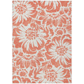 5' X 8' Salmon And Ivory Floral Washable Non Skid Indoor Outdoor Area Rug