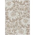 8' X 10' Taupe And Ivory Floral Washable Non Skid Indoor Outdoor Area Rug
