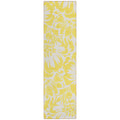 8' Runner Yellow And Ivory Floral Washable Non Skid Indoor Outdoor Runner Rug