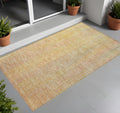 2' X 3' Yellow And Orange Striped Washable Non Skid Indoor Outdoor Area Rug