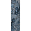 8' Runner Blue And Dark Blue Floral Washable Non Skid Indoor Outdoor Runner Rug