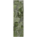8' Runner Green And Gray Floral Washable Non Skid Indoor Outdoor Runner Rug