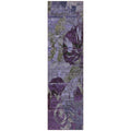8' Runner Purple And Green Floral Washable Non Skid Indoor Outdoor Runner Rug