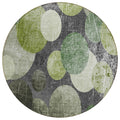 8' Round Green And Gray Round Abstract Washable Non Skid Indoor Outdoor Area Rug