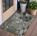 3' X 5' Gray Floral Washable Non Skid Indoor Outdoor Area Rug