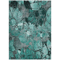 5' X 8' Teal Black And Gray Floral Washable Non Skid Indoor Outdoor Area Rug