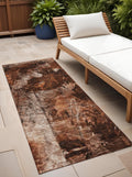 8' Runner Orange Floral Washable Non Skid Indoor Outdoor Runner Rug
