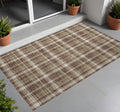 2' X 3' Chocolate And Ivory Plaid Washable Non Skid Indoor Outdoor Area Rug