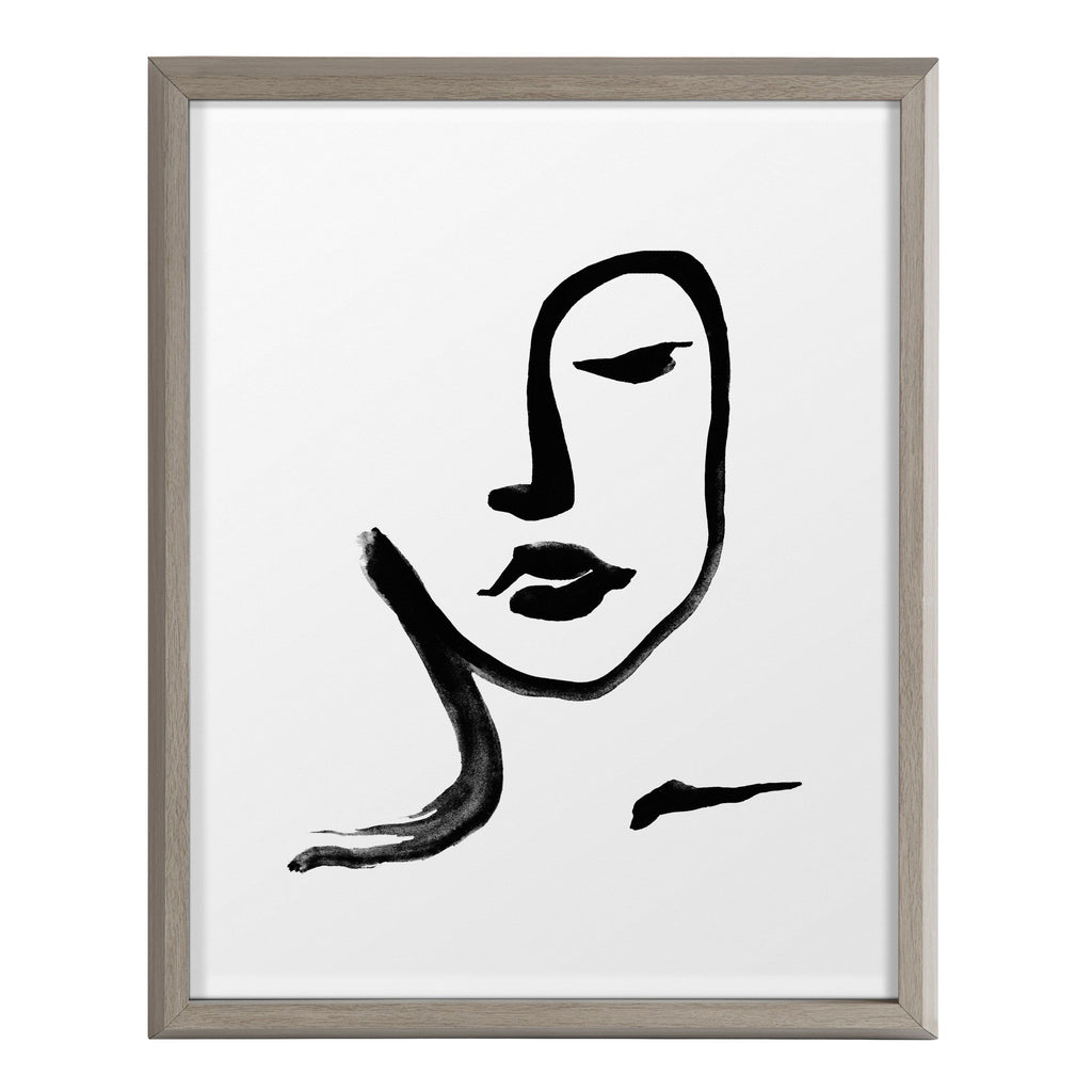 Blake Face Line Print Framed Printed Glass by Viola Kreczmer