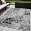 5' X 8' Gray Patchwork Washable Non Skid Indoor Outdoor Area Rug